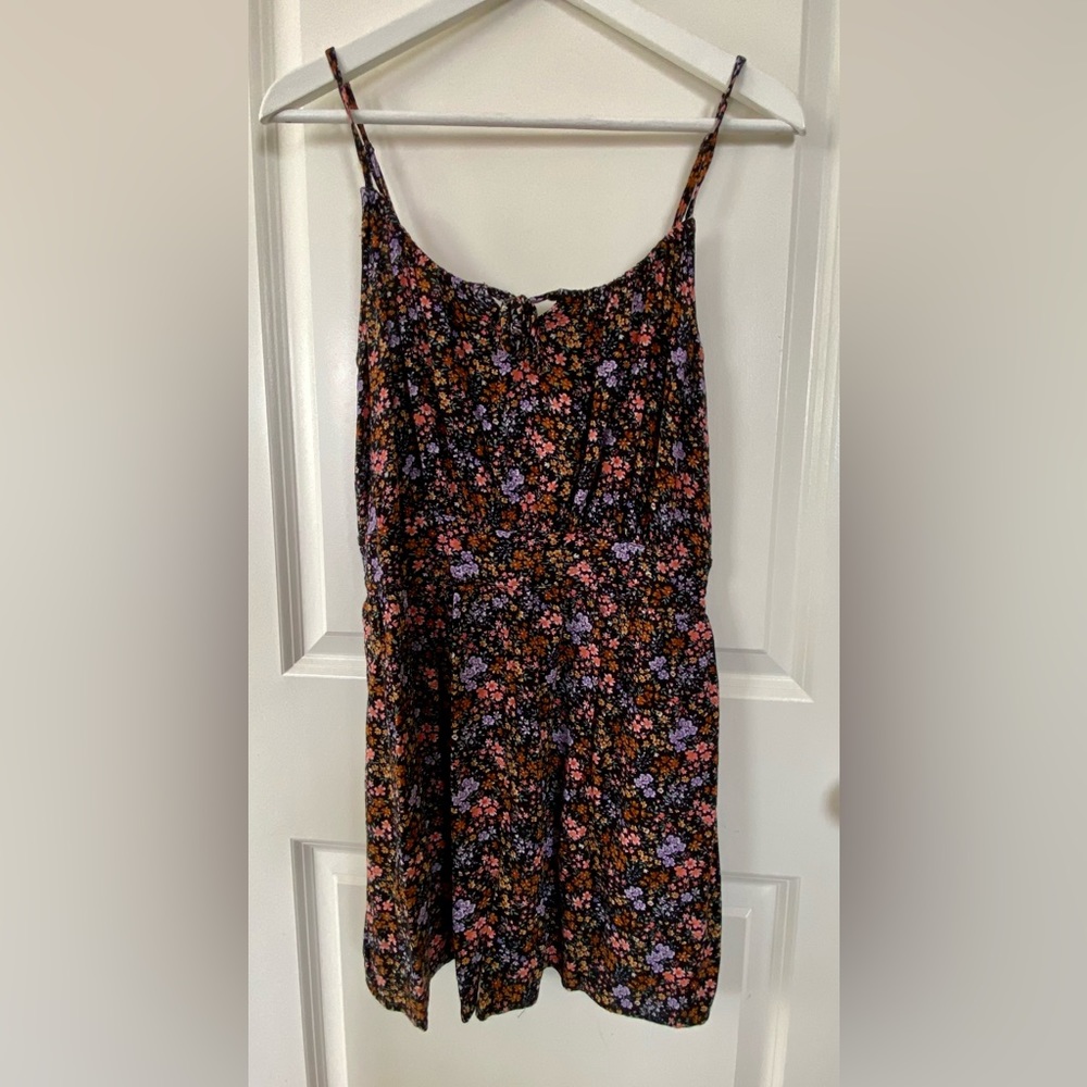 American Eagle black floral romper size L